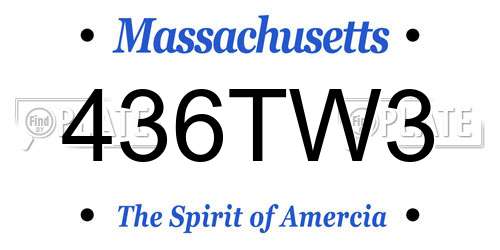 436TW3 Massachusetts License Plate
