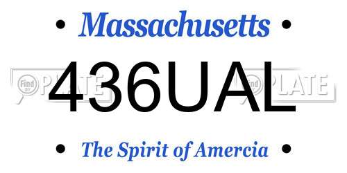 436UAL Massachusetts License Plate