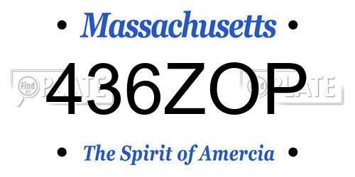 436ZOP Massachusetts License Plate