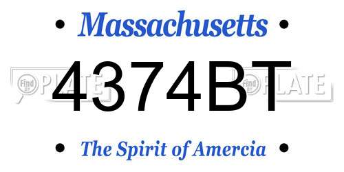 4374BT Massachusetts License Plate