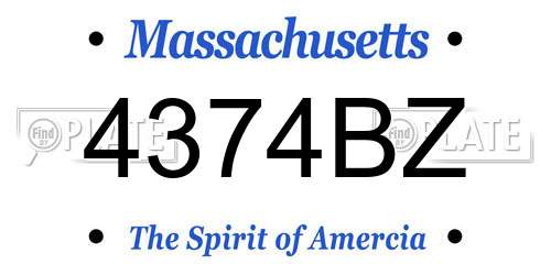 4374BZ Massachusetts License Plate