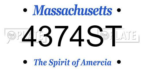 4374ST Massachusetts License Plate