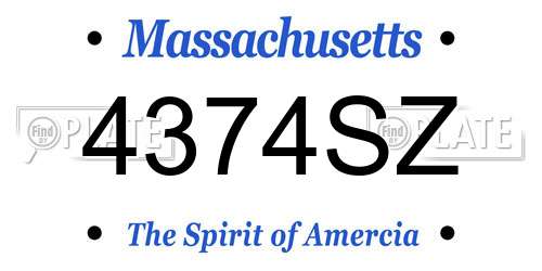 4374SZ Massachusetts License Plate