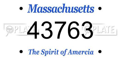 43763 Massachusetts License Plate