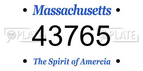 43765 Massachusetts License Plate