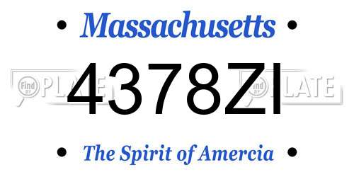 4378ZI Massachusetts License Plate
