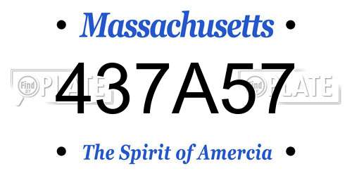 437A57 Massachusetts License Plate