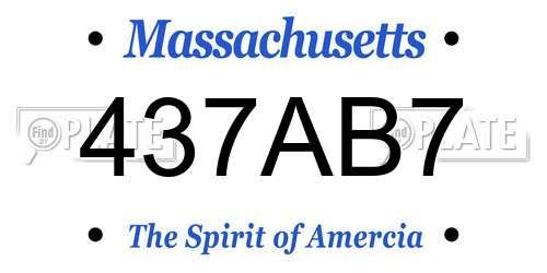 437AB7 Massachusetts License Plate