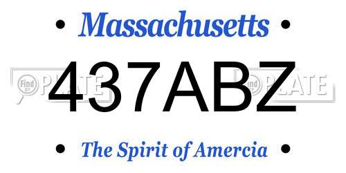 437ABZ Massachusetts License Plate