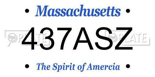 437ASZ Massachusetts License Plate