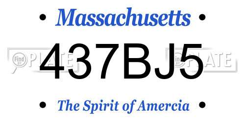 437BJ5 Massachusetts License Plate