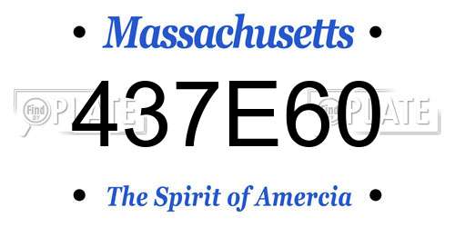 437E60 Massachusetts License Plate