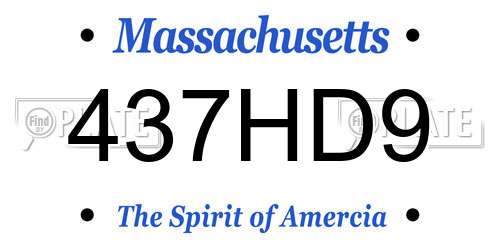 437HD9 Massachusetts License Plate