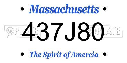 437J80 Massachusetts License Plate