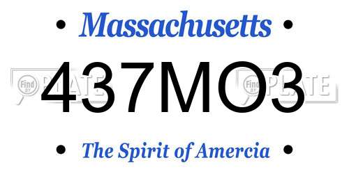 437MO3 Massachusetts License Plate