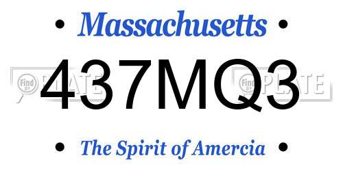 437MQ3 Massachusetts License Plate
