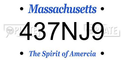 437NJ9 Massachusetts License Plate