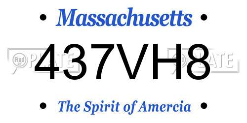437VH8 Massachusetts License Plate