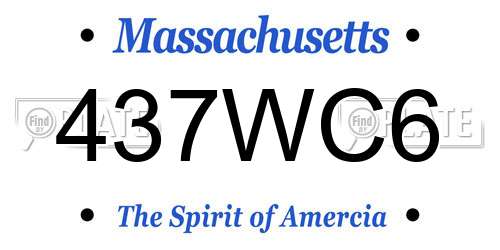 437WC6 Massachusetts License Plate