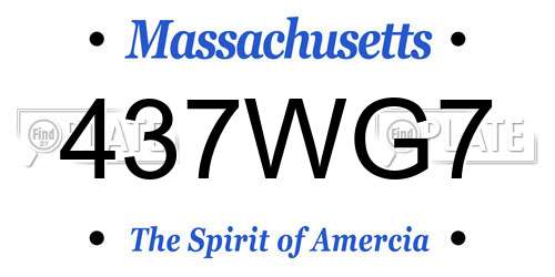 437WG7 Massachusetts License Plate