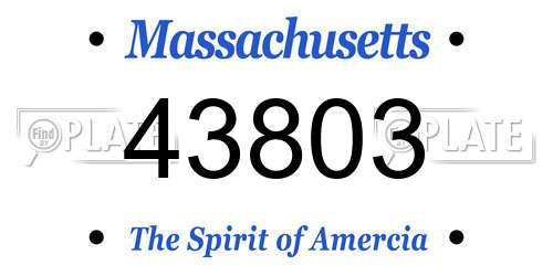 43803 Massachusetts License Plate