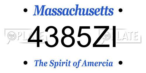 4385ZI Massachusetts License Plate