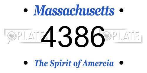 4386 Massachusetts License Plate