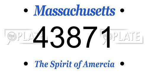 43871 Massachusetts License Plate