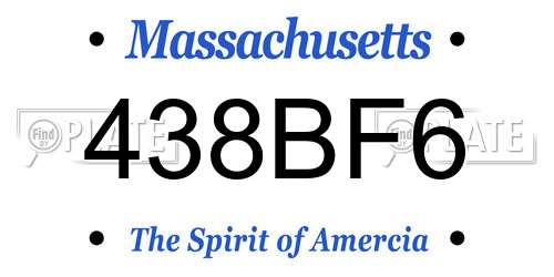 438BF6 Massachusetts License Plate