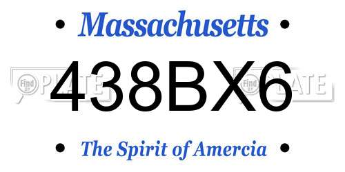 438BX6 Massachusetts License Plate