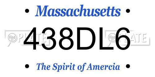 438DL6 Massachusetts License Plate
