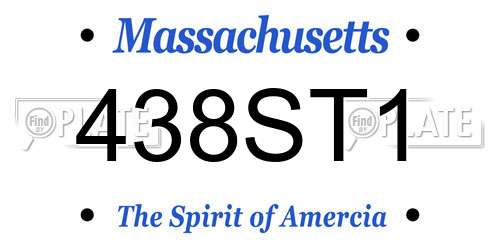 438ST1 Massachusetts License Plate