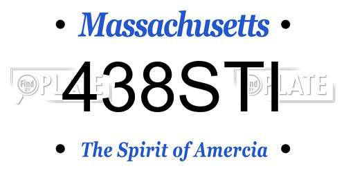 438STI Massachusetts License Plate