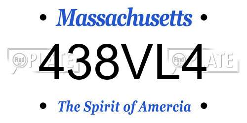438VL4 Massachusetts License Plate