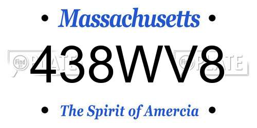 438WV8 Massachusetts License Plate