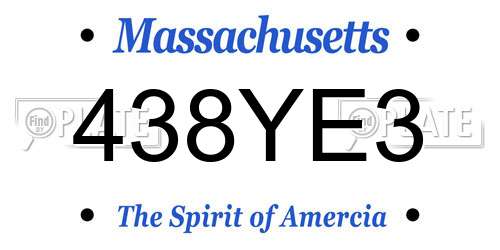 438YE3 Massachusetts License Plate