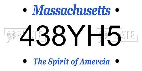 438YH5 Massachusetts License Plate