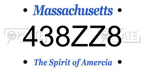 438ZZ8 Massachusetts License Plate