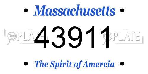 43911 Massachusetts License Plate