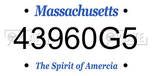 43960G5 Massachusetts License Plate