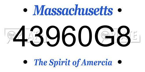 43960G8 Massachusetts License Plate