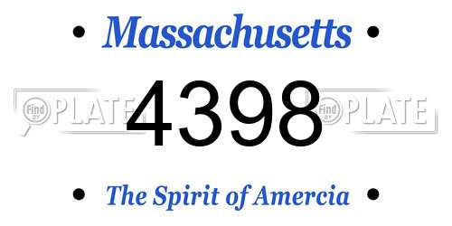 4398 Massachusetts License Plate