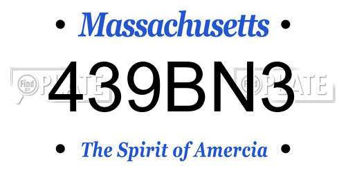 439BN3 Massachusetts License Plate