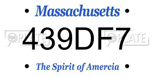 439DF7 Massachusetts License Plate