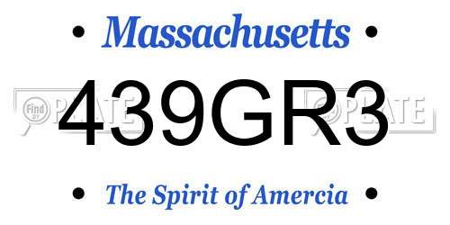 439GR3 Massachusetts License Plate