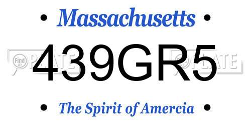 439GR5 Massachusetts License Plate
