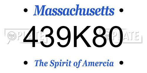 439K80 Massachusetts License Plate