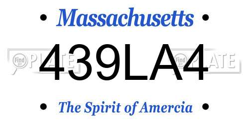 439LA4 Massachusetts License Plate