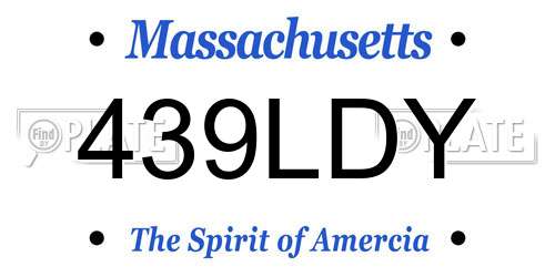 439LDY Massachusetts License Plate