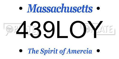 439LOY Massachusetts License Plate